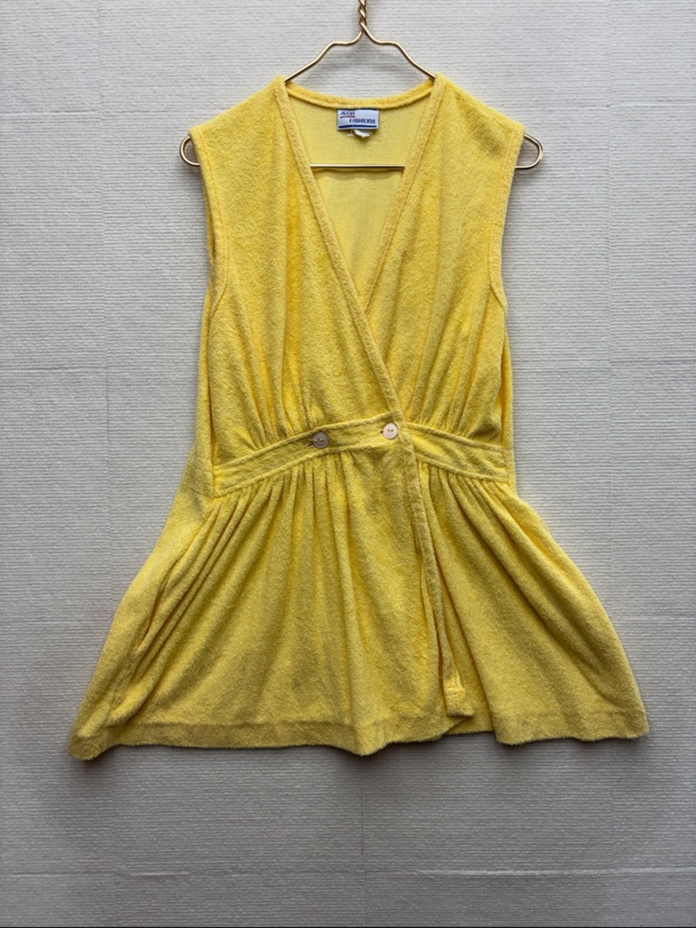 Avon Fashions Pale Yellow Terry Wrap swim coverup medium vintage